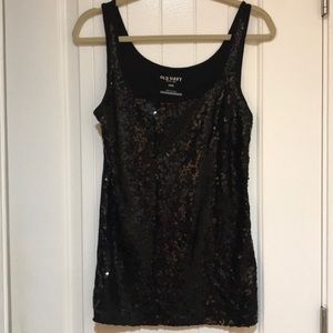 Black Sequined Tank Top